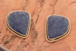 Artie Yellowhorse Genuine Denim Lapis Sterling Silver Post Earrings